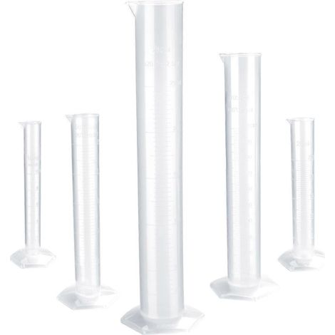 Set Mit 5 Transparenten, Graduierten Kunststoff-reagenzgläsern, 10 Ml / 25 Ml / 50 Ml / 100 Ml / 250 Ml