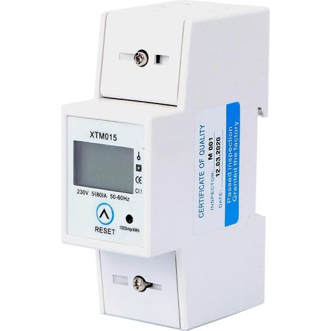 Digitaler Lcd-energiezähler 220/230 V 5 (80) A Auf Din-schiene (weiß)