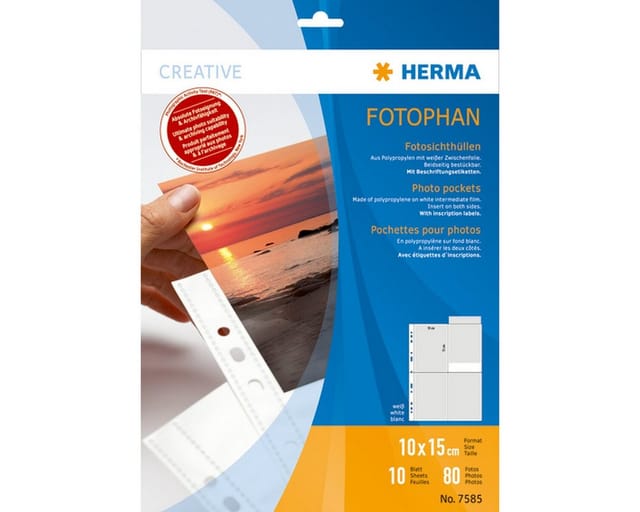 HERMA Fotoalbum Fotophan-Sichthüllen 10x15cm hoch weiß 7585