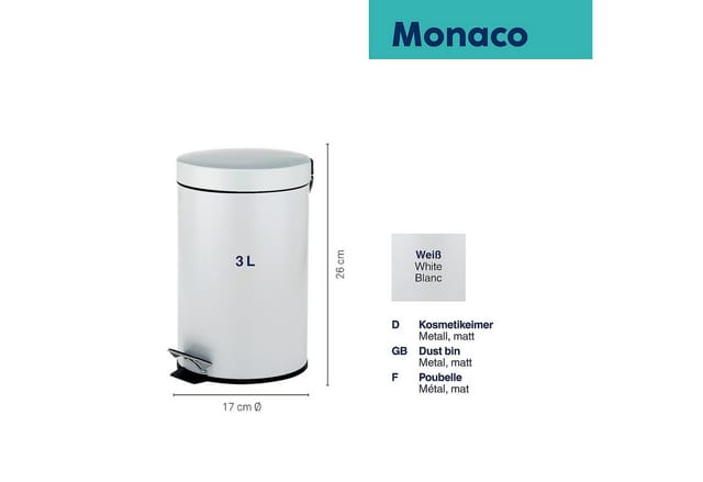 kela Kosmetikeimer Monaco, herausnehmbarer Inneneimer mit Tragegriff, matt, 3 L