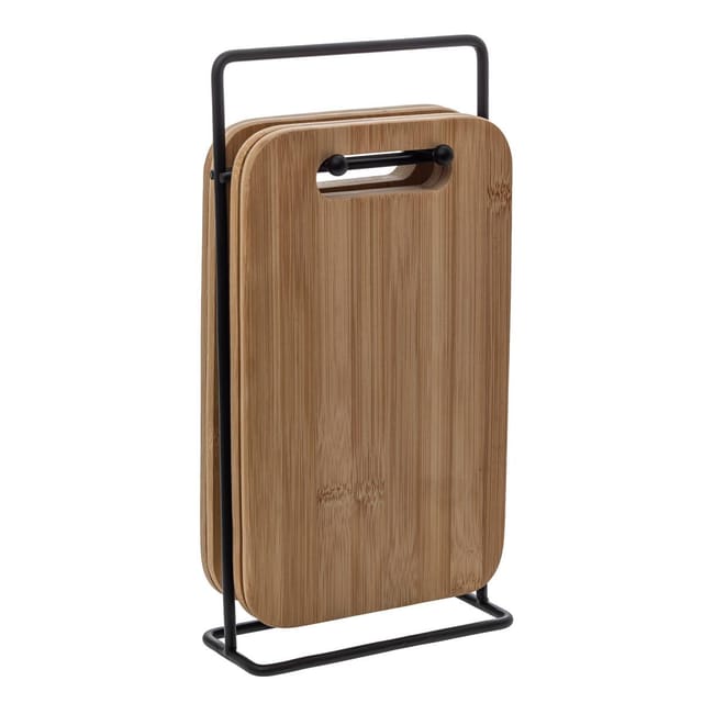 5five Simply Smart Schneidebrett Bambus-Schneidebretter mit Metall-Ständer, 4 Stück, Bambus, (4er-Set)