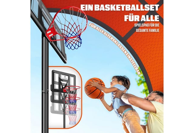 KESSER Basketballkorb 160-210cm Basketballständer Set mit Basketball, Pumpe & 2 Ersatznetzen, In- & Outdoor Basketballanlage mit Rollen für Kinder & Erwachsene