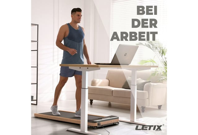 Letix Sports Laufband DeskWalk Motorisiertes Fitnessgerät (mit LCD-Display, Schreibtisch Heimtrainer Elektrisch für zu Hause und Büro)