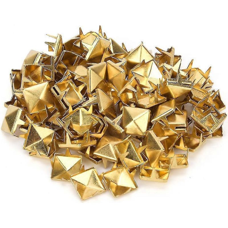100 Quadratische Nieten Aus Messing Und Kupfer, 9 Mm, Zur Verzierung Von Kleidung, Schuhen Und Ledertaschen (goldfarben)