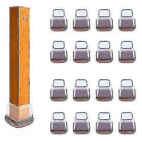 Quadratische Silikon-schutzgleiter Für Stuhlbeine Mit Integriertem Filz, 16 Stück (geeignet Für Möbelbeine Von 1,4 Bis 1,9 Cm)