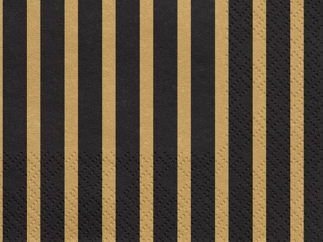 partydeco Papierserviette, Servietten 33x33cm gestreift 20 Stück schwarz gold