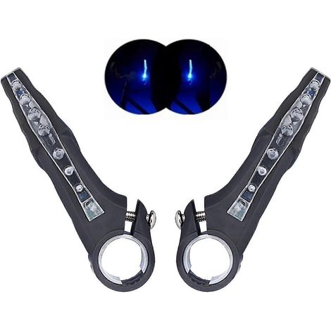 Set Mit 2 Rostfreien Lenkerhörnern Aus Aluminiumlegierung Mit Led-blinkern Für Mountainbikes – Blau
