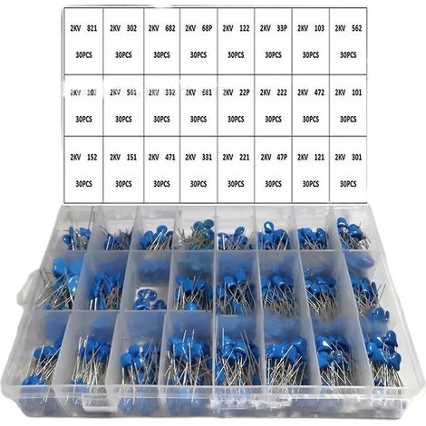 Sortimentssatz Mit 720 Keramikkondensatoren, 2 Kv, 22 Pf Bis 821 Pf, 24 Werte, Hochspannung
