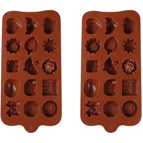 Set Mit 2 Vielseitigen Silikon-schokoladenformen Mit Kreativen Designs Und Verschiedenen Formen (stil 2, Zufällige Farbe) – 21 X 11 X 2,5 Cm