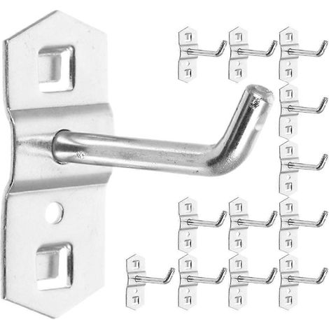 Set Mit 12 Wandhaken Für Lochwände, Werkzeugaufbewahrungshaken Aus Metall – 7,50 X 6,00 X 0,60 Cm – Silber