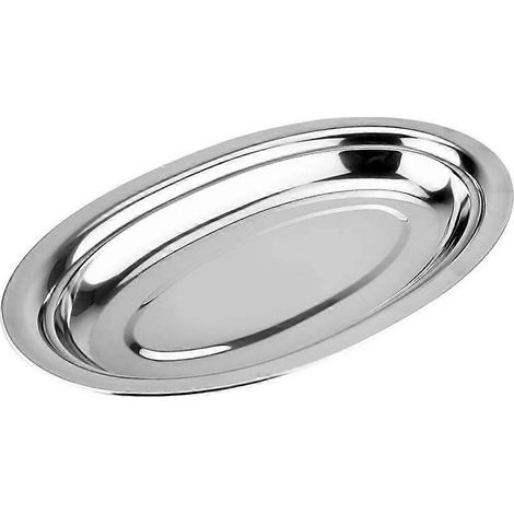 Ovale Edelstahlschale (1 Stück) Zum Dämpfen Von Fisch, Snacks Und Desserts. – 40 X 24,2 X 3 Cm – Silber