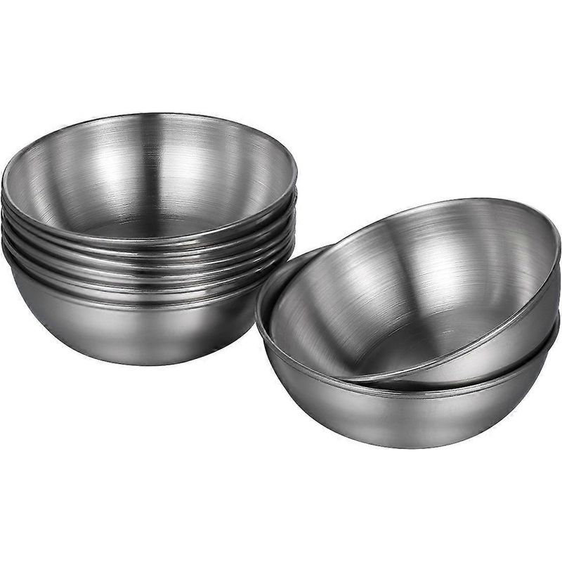 Bestonzon 8er-set Edelstahl-saucenschalen, Runde Dipschalen, Untertassen, Vorspeisenteller – 8,00 X 8,00 X 3,00 Cm
