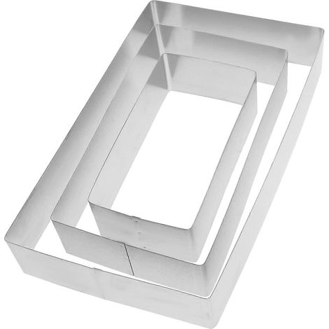 Set Aus 3 Edelstahl-mousse-ringen, Rechteckiger Tiramisu-form, Käseschneider, Gebäckform Und Backwerkzeug – 25 X 15 X 4,5 Cm