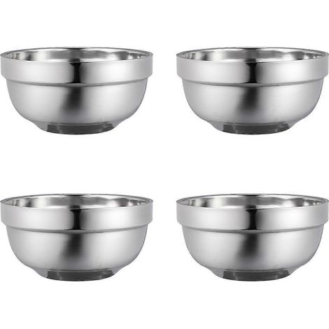 Set Aus 4 Doppelwandigen, Isolierten Edelstahlschüsseln, 12 Cm, Hitzebeständig, Für Kindersuppen, Familiengeschirr Und Reisschüsseln.