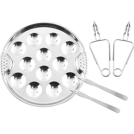 Set Schneckenteller Mit Schneckenzange Aus Edelstahl, Für Den Privaten Oder Gewerblichen Gebrauch. – 19 X 19 Cm – Silber