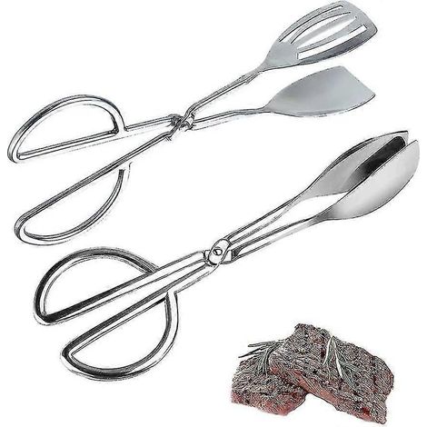 Küchenzange Aus Edelstahl, 2 Salatzangen Aus Edelstahl, Salatzange, Buffetzange, Salatzange Für Buffets (silber)