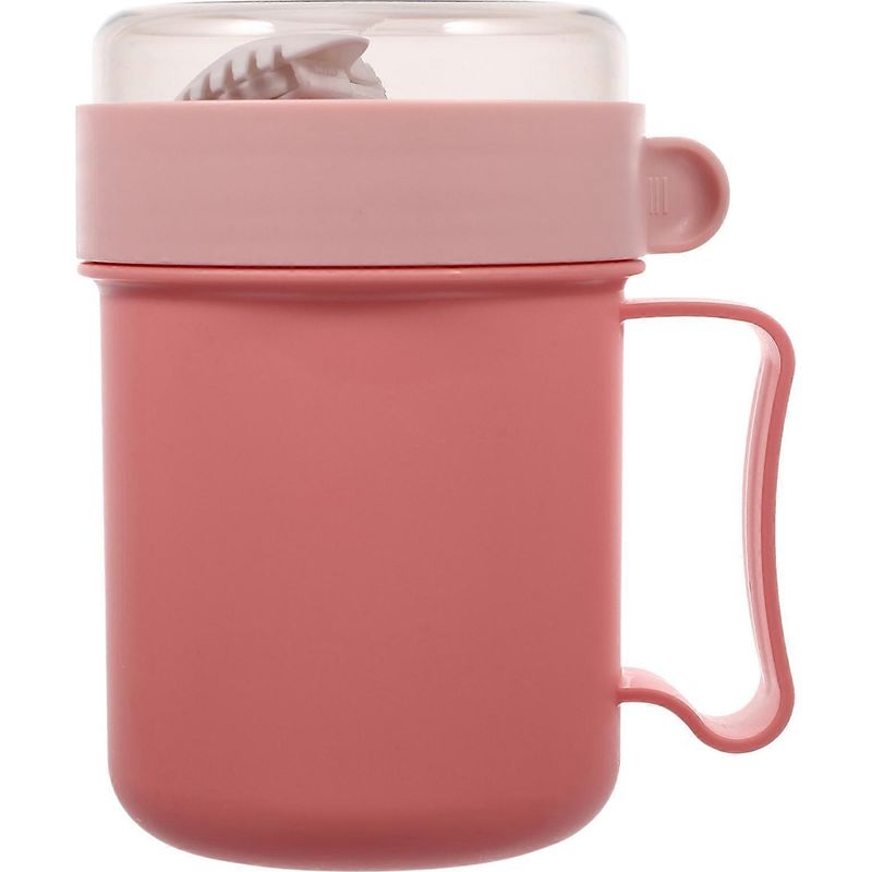 1 Frühstücksbecher-set Mit Löffel, Auslaufsicherer Haferflockenbehälter, Tragbarer Suppenbecher, Frühstücksbehälter – 14,00 X 11,00 X 9,00 Cm – Rosa