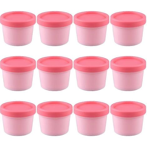 Set Mit 12 Leeren Eiscremebechern, Gesichtsmaskenbehältern, Nachfüllbaren Sahnetöpfchen Mit Deckel – 7,1 X 7,1 Cm – Rosa
