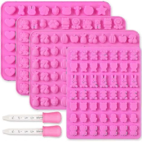 Set Mit 4 Verschiedenen Heilwiy Silikon-schokoladen- Und Bonbonformen, Tier- Und Fruchtmotive, Lebensmittelecht, Ideal Als Geschenk.