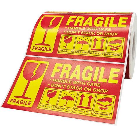 1 Rolle „zerbrechlich“-warnaufkleber Für Versand Und Verpackung. Selbstklebende „vorsicht Zerbrechlich“-etiketten. – 12,7 X 7,6 Cm