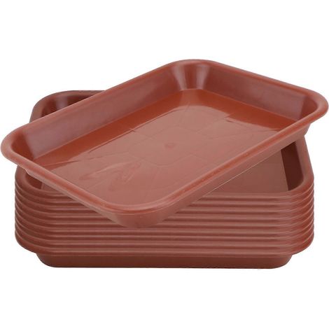 Set Mit 10 Länglichen Kunststoff-untersetzern Für Blumentöpfe – 18 X 14 Cm – Rot