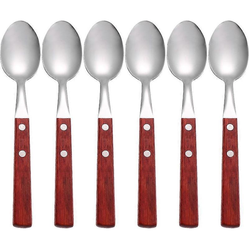 6-teiliges Küchenlöffel-set Aus Edelstahl: Rührlöffel, Teelöffel, Dessertlöffel. – 20,00 X 3,80 X 1,20 Cm – Rot