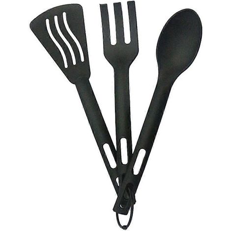3-teiliges Hängebesteck-set Aus Kunststoff Für Den Außenbereich, Bestehend Aus Schaufeln, Löffeln Und Gabeln – 24,6 X 6,5 Cm – Schwarz