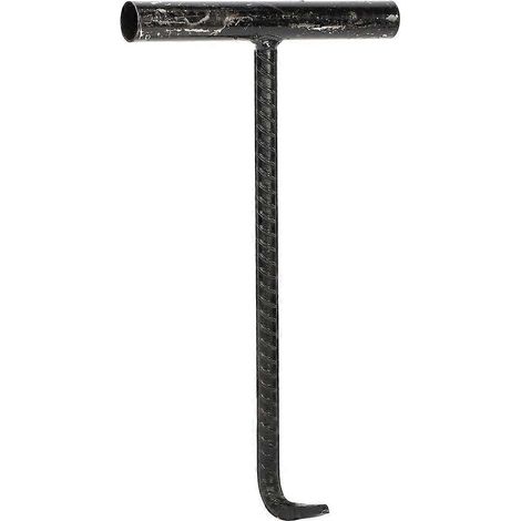 Schachtdeckelhaken, T-haken, Rolltorhaken, Robuster Schachtdeckelhaken – 40,00 X 12,00 X 2,00 Cm – Schwarz