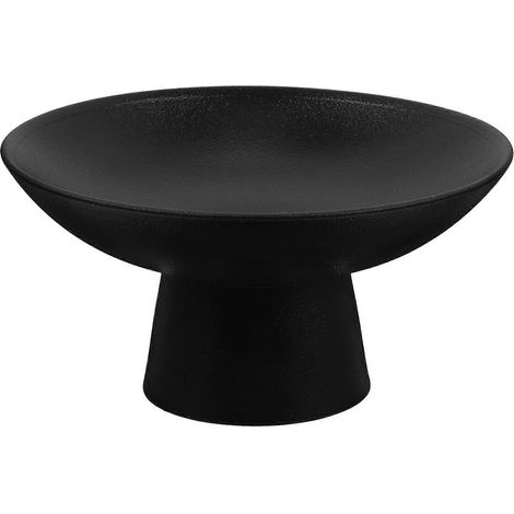 Obstschale Aus Keramik Auf Einem Ständer, Dessert- Und Snackpräsentation Für Küchentheken Und Bankette – 15,00 X 15,00 X 7,50 Cm – Schwarz
