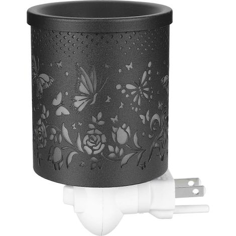 Aromatherapie-nachtlicht Aus Schmiedeeisen, Kleine Wandlampe Mit Wachsblock, Duftspender – 12,5 X 8,5 Cm – Schwarz