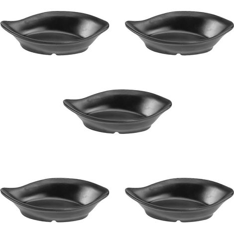 5-teiliges Set Aus Melamin-saucenschalen, Schwarzen Saucentellern, Gewürztellern In Keramikoptik, Essigschalen Und Dipschalen Für Gewürze – Schwarz