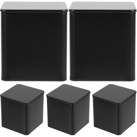5er-set Multifunktionale Teedosen Aus Weißblech, Auch Als Behälter Für Teebeutel Und Kerzen Geeignet. – 6,5 X 6,5 X 7 Cm – Schwarz