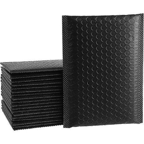 50 Selbstklebende Luftpolsterumschläge Für Den Versand – 18 X 12 Cm – Schwarz