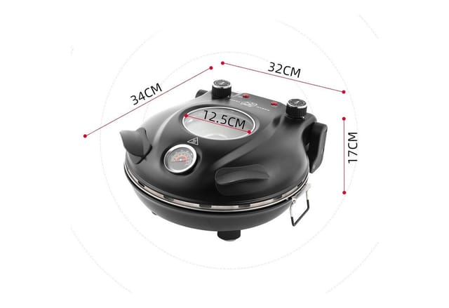 Athlix Pizzaofen Elektrischer Pizzaofen 420 °C, Keramik-Pizzastein für Zuhause, 31 cm, 1200 W, regelbare Ober- und Unterhitze
