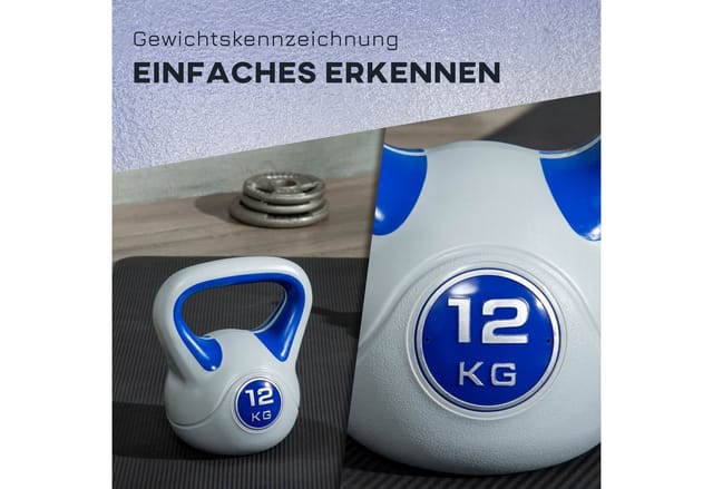 SPORTNOW Kettlebell Kugelhantel, 24 x 17 x 28 cm, (Set, 1 x Kettlebell), 1 x 12 Kg