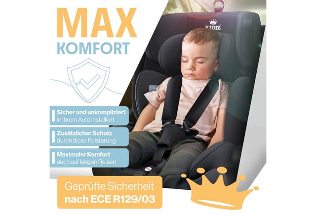 KIDIZ Autokindersitz Kinderautositz 1-12 Jahre, Mitwachsend, Gruppe 1+2+3, 9-36 kg Autositz, Kindersitz mit 5-Punkt-Sicherheitsgurt & einstellbare Kopfstütze