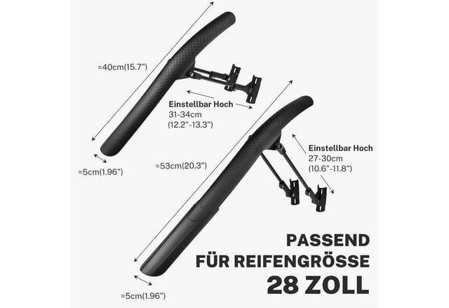 SURFOU Schutzblech Mountainbike Set Fahrrad Schutzblech MTB Schutzblech (Kotflügel Fahrrad Fahrradzubehör Universal), us schlagfestem Hochleistungskunststoff effektiver Spritzschutz