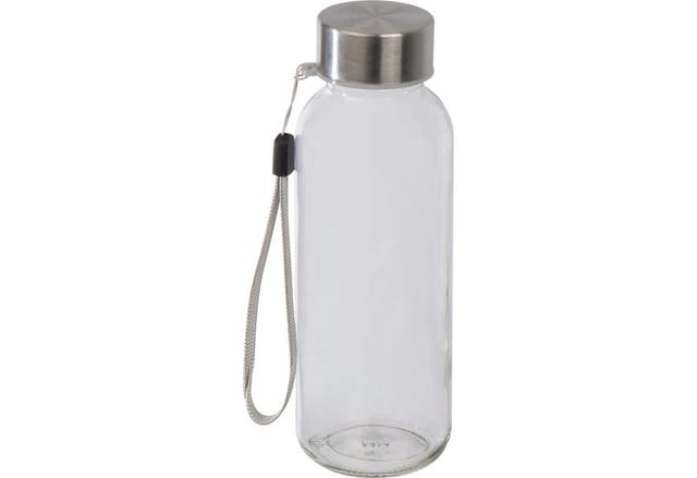 Macma Trinkflasche Glas Trinkflasche mit schwarzen Neoprenüberzug / 300ml / Farbe: transp