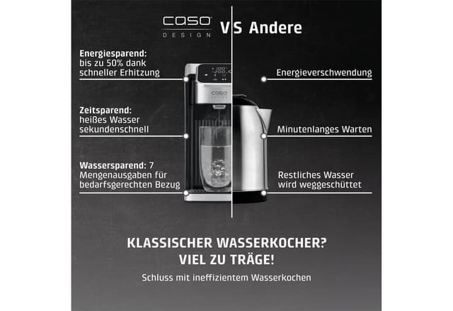 Caso Heißwasserspender HW 666 Inox UV, 2600 W, 7 Temperatureinstellungen, 7 Mengenausgaben, 2,7 Liter Wassertank