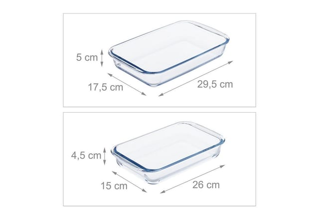 relaxdays Auflaufform 2er Auflaufform Set aus Glas, Glas