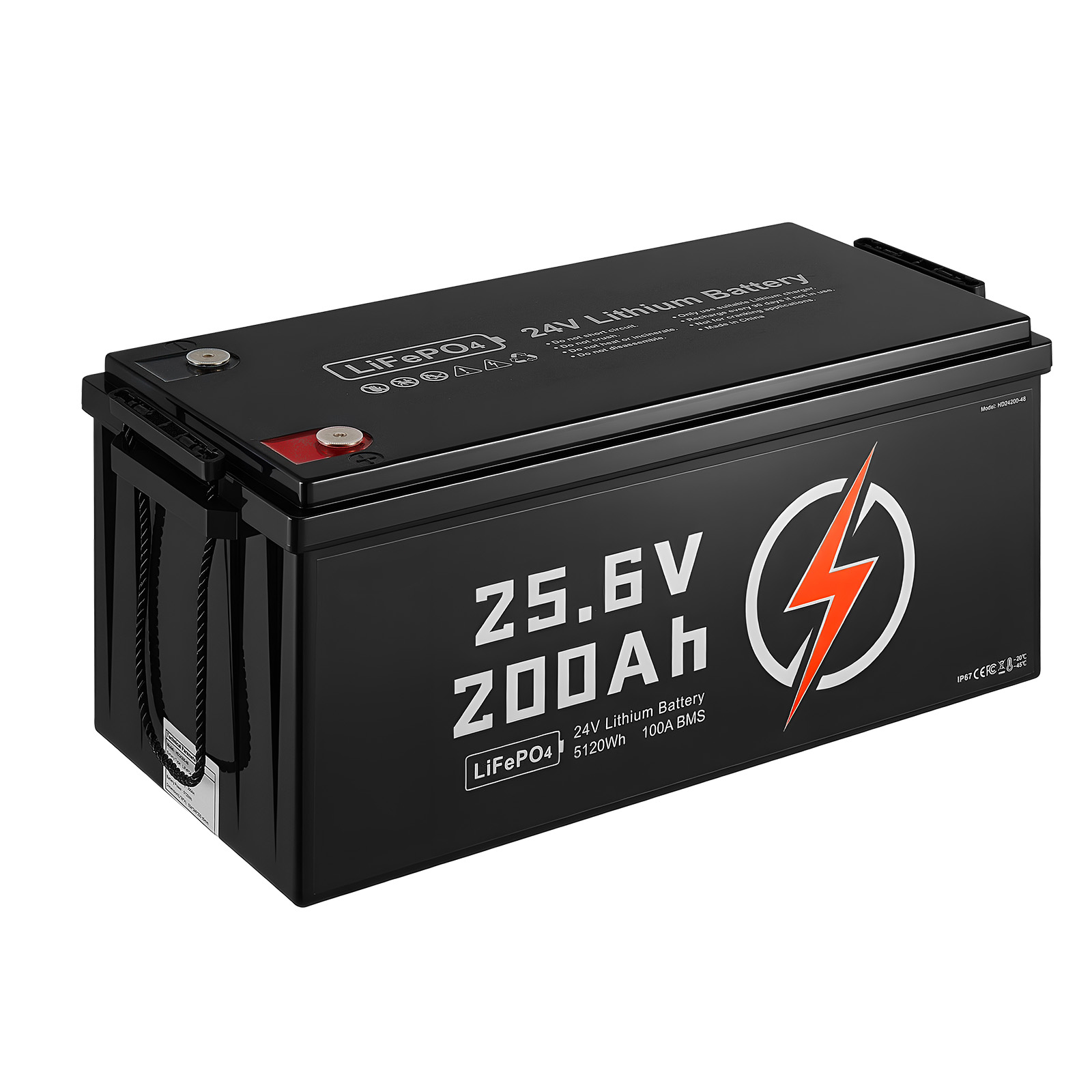 Mophorn 24 V 200 Ah Lifepo4 Lithiumbatterie Mit Integriertem 100 A Bms, Langlebiger Akku Mit Untertemperaturschutz, Über 4000 Ladezyklen, Max. Kapazität Von 5120 Wh, Geeignet Für Wohnmobile Und Boote