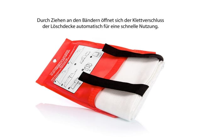 BigDean Löschdecke Fettbrand-Schutz aus Fiberglas – Geprüft nach DIN EN 1869:2001, 100x100 cm, (Packung, 2-St., Löschdecke), Feuer-Löschdecke mit Griffen