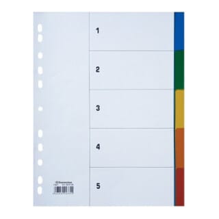 Soennecken Aktenordner Register 1527 DIN A4 blanko volle Höhe 5tlg PP farbig