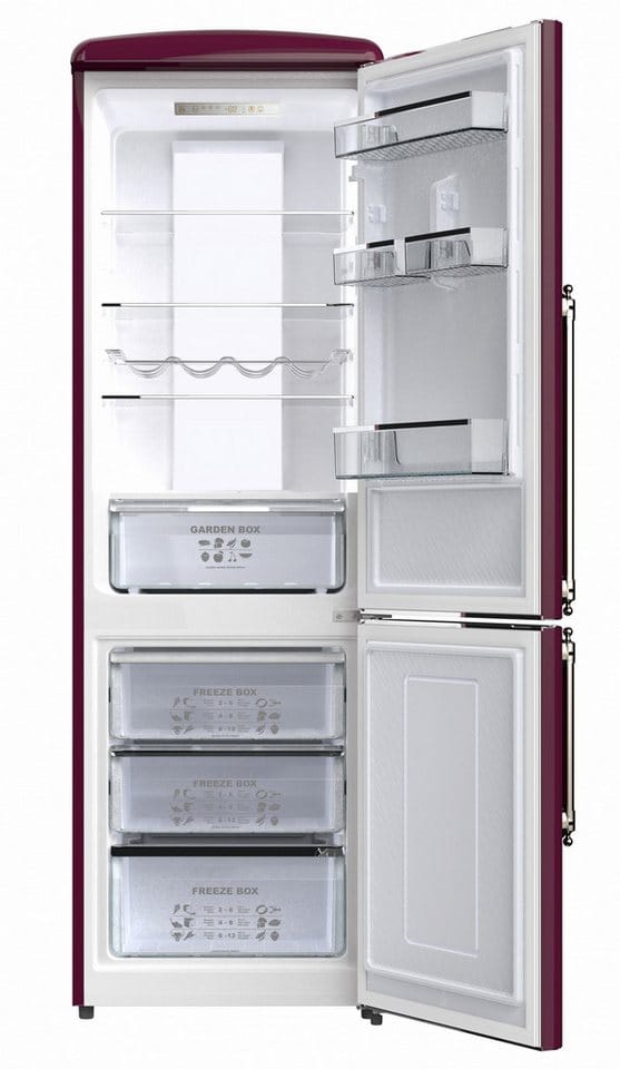 Kaiser Küchengeräte Kühl-/Gefrierkombination Kühlschrank 60 cm breit, 330 L, NoFrost, 199 cm, Touchsteuerung KK 60825 RotEm, 60 cm breit