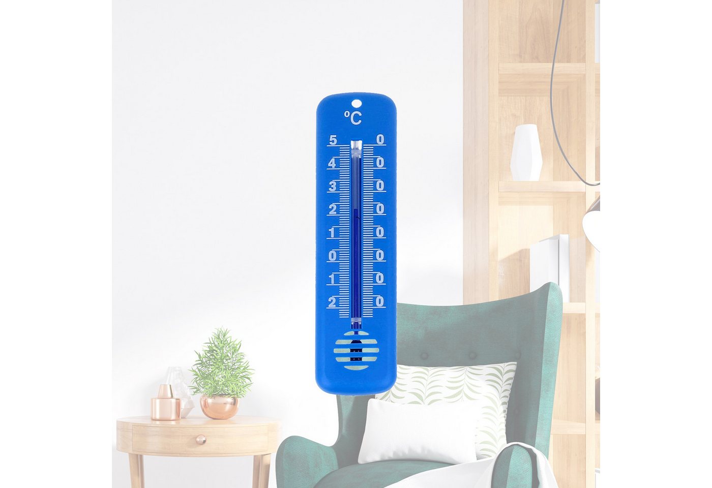 Lantelme Raumthermometer 3 Stück Set Außen Garten Innen Thermometer Farbwahl Außenthermometer, Kunststoff Hauswand Thermometer in den Farben Blau, Grün, Pink, Weiß, Deutsche Herstellung, Temperatur -25 °C bis 50 °C Analog, 14cm Lang Bild 2