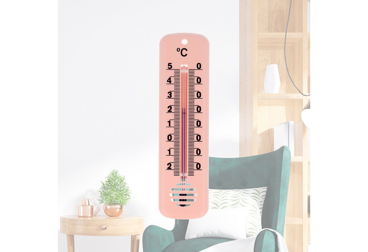 Lantelme Raumthermometer 3 Stück Set Außen Garten Innen Thermometer Farbwahl Außenthermometer, Kunststoff Hauswand Thermometer in den Farben Blau, Grün, Pink, Weiß, Deutsche Herstellung, Temperatur -25 °C bis 50 °C Analog, 14cm Lang Bild 5