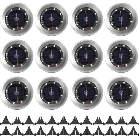 Set Mit 12 Solar-gartenleuchten Für Den Außenbereich, 8 Leds, Ip65 Wasserdicht, Ideal Für Gehwege, Rasenflächen, Terrassen Und Innenhöfe.