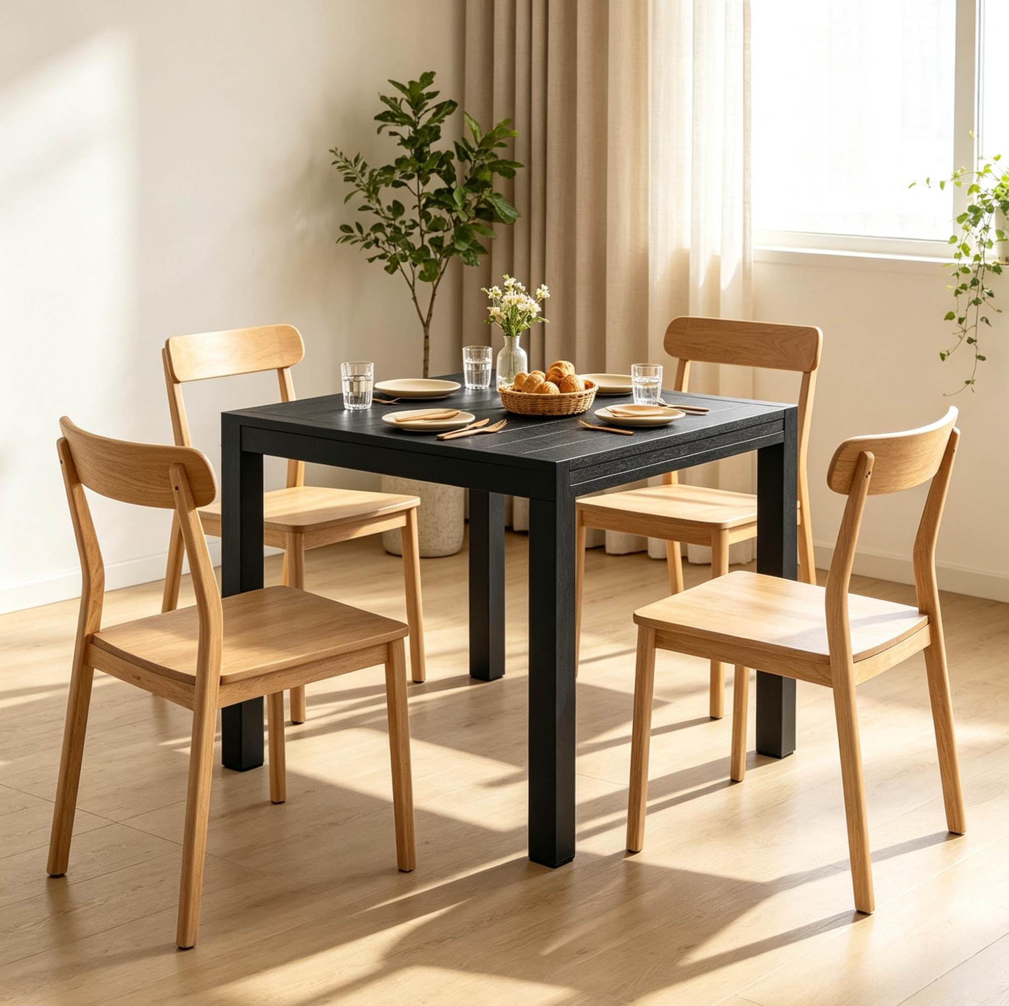 Gartentisch 160/80/75 Cm In Schwarz, Ausziehbar, Aus Aluminium Mit Holz-effekt