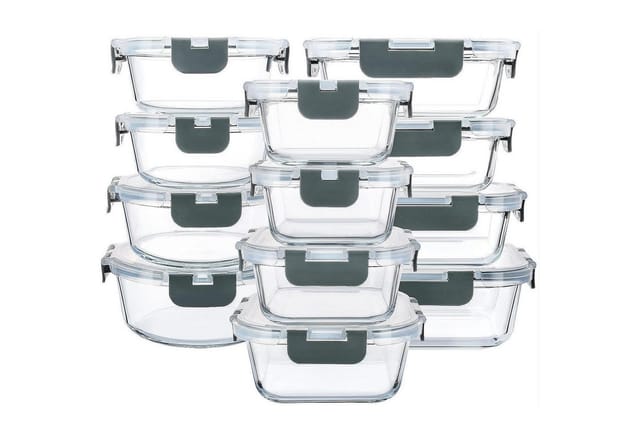 LuxusKollektion Vorratsdose Glas-Frischhaltedosen 24-teiliges Set - Behälter mit Deckel - Ofenfest