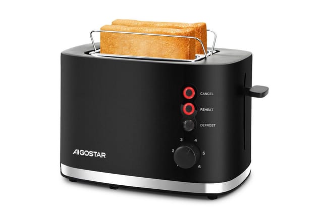 Aigostar Toaster Toaster 2 Scheiben, extra breite Toastschlitze, 6 Bräunungsstufen,800W